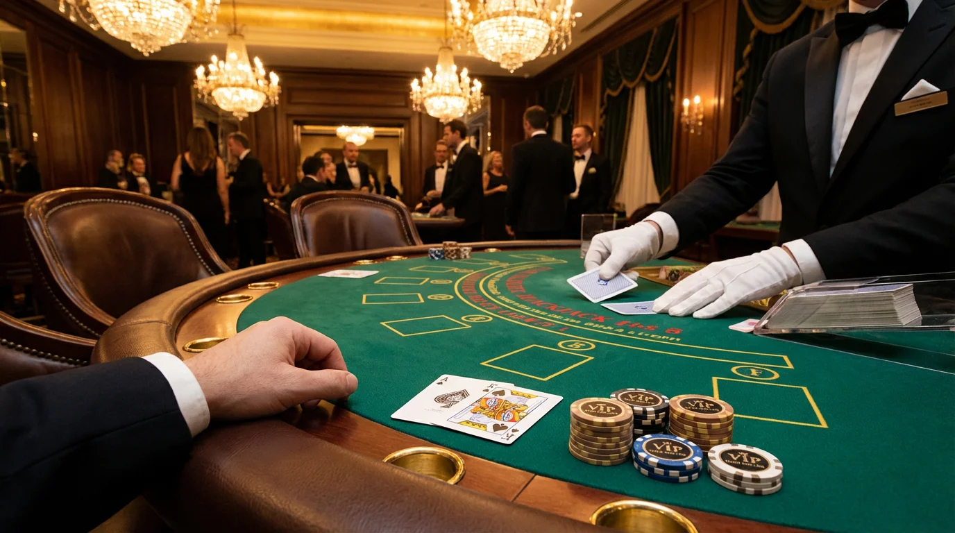 Mesa de blackjack VIP en casino de lujo